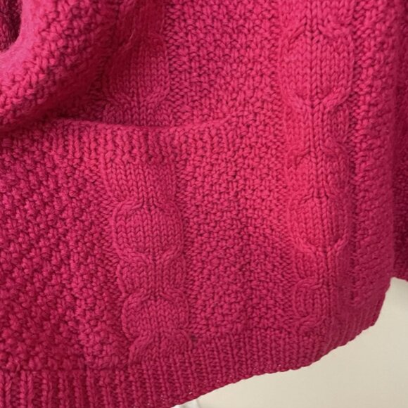 Vintage LL Bean Women’s 100% Wool Sweater Fisherman Cable Knit XL Pockets - Picture 8 of 16